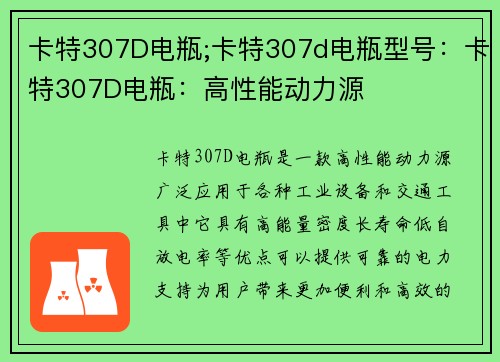 卡特307D电瓶;卡特307d电瓶型号：卡特307D电瓶：高性能动力源